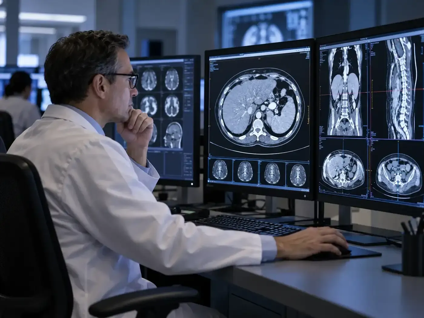 Radiologists reviewing MRI images
